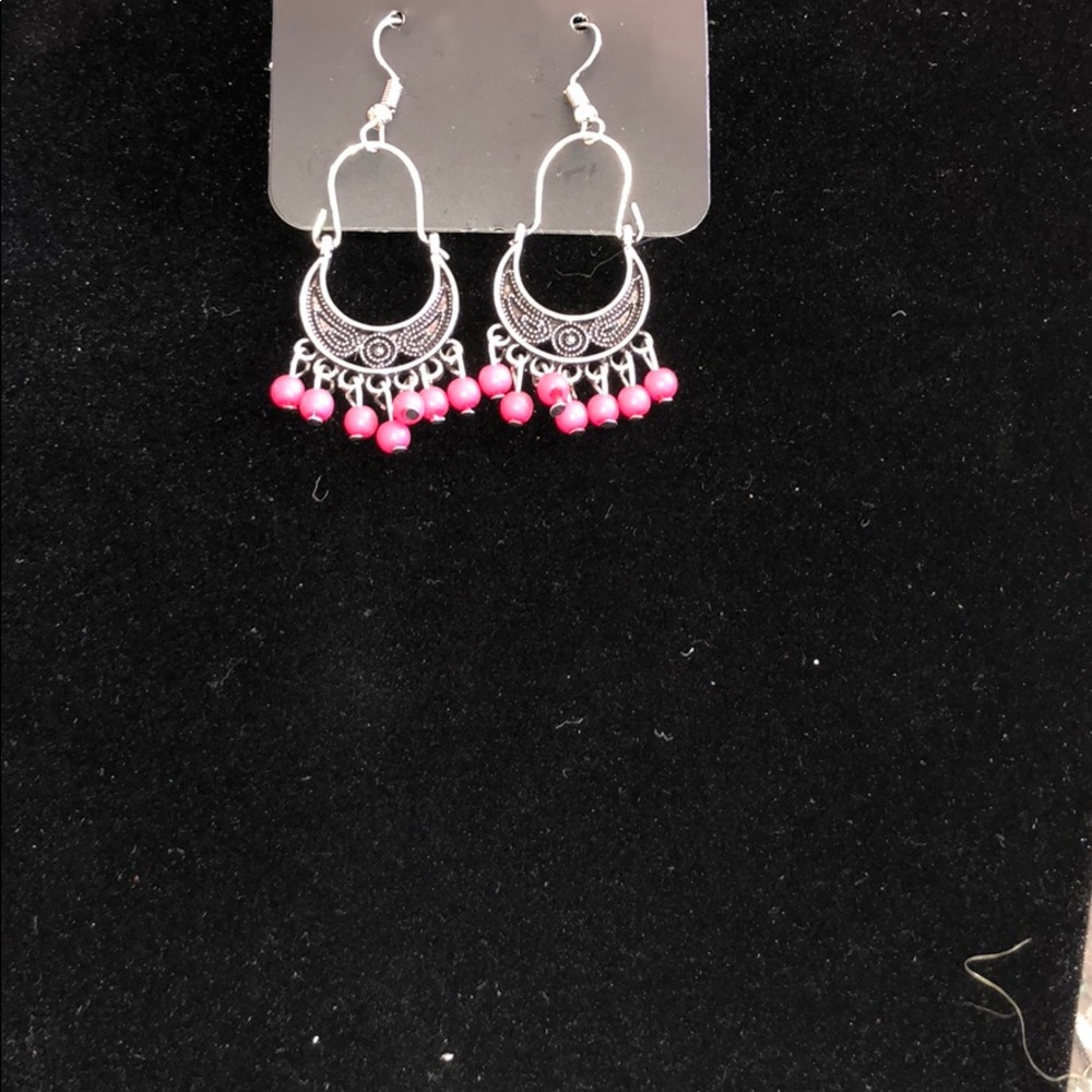 Sliver w/ pink earrings